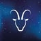 Blue zodiac sign capricorn horoscope in starry sky