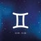 Blue zodiac sign gemini horoscope in starry sky