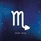 Blue zodiac sign scorpion horoscope in starry sky