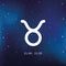 Blue zodiac sign taurus horoscope in starry sky