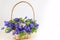 Bluebell flowers bouquet in wicker basket