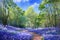 Bluebell Wood - Watercolour Painting. Generative AI