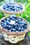 Blueberries basket closeup