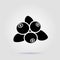 Blueberries black icon on gray background with soft shadow