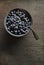 Blueberries in bowl served for eating meal