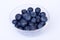 Blueberries in a glass bowl