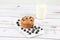 Blueberries muffin on wooden background