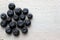 Blueberries on shabby looking wooden table