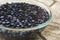 Blueberries Soaking in a Glass Bowl of Water