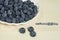 Blueberries summer berry on wooden table. Vitamin C, E, P, PP, B carotene flavonoids ascorbic acid. Organic fresh