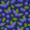 Blueberry bilberry painted vector seamless pattern.