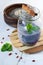 Blueberry, chia and goji vegan pudding