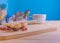 blueberry Crumb Cake on wood table