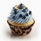 Blueberry Cupcake, Isolated on White Background, Product Mockup - Generative AI