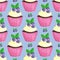 With blueberry cupcake pattern. Nice dessert print