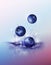 Blueberry drop on juice splash and ripple, Realistic Fruit and yogurt, transparent, vector illustration