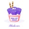 Blueberry flavored ice cream rolls in a paper bucket