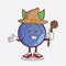 Blueberry Fruit cartoon mascot character as a witch wearing hat and staff