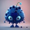 Blueberry fruit monster, funny cartoon character