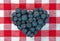 Blueberry heart on checkered background