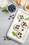 Blueberry and honey sandwiches, healthy breakfast concept