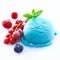 Blueberry icecream with chilled red fruits