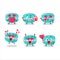 Blueberry macaron cartoon character with love cute emoticon