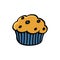 Blueberry muffin illustration on white background
