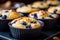 Blueberry muffins in a baking dish