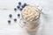 Blueberry and oat flake in mason jar