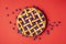 Blueberry pie with fresh blueberry fruits and lattice crust. Classic easy pie