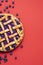 Blueberry pie with a lattice crust. Traditional American pie