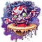 blueberry pie tattoo sticker illustration Halloween scary creepy horror crazy devil