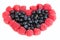 Blueberry and raspberry heart