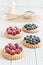 Blueberry and raspberry tartlets