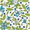 Blueberry seamless pattern with flowers