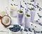 Blueberry smoothie with coconut milk, top view