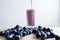 Blueberry smoothie fresh blended with fresh rapsberry on summer