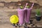 Blueberry smoothies purple colorful fruit juice milkshake .