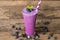 Blueberry smoothiesl fruit juice milkshake blend beverage healthy high protein the taste yummy In glass drink episode