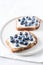 Blueberry toast on breakfast. Healthy food