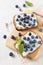 Blueberry toast on breakfast. Healthy food