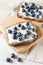 Blueberry toast on breakfast. Healthy food