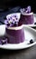 Blueberry and violet panna cotta with meringue and white chocolate