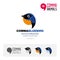 Bluebird bird concept icon set and modern brand identity logo template and app symbol based on comma sign