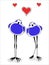 Bluebirds in Love with Hearts