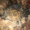 The blueChristian ceiling of St. Nicholas Church in Myra points our soul to heaven and shows the Christian Wheel
