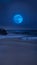 bluemoon overcasting the beach coast illustration Artificial Intelligence artwork generated