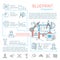 Blueprint And Engineering Linear Infographics