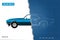 Blueprint of retro car. American vintage automobile of 1960s. Side view. Classic auto